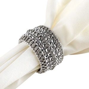 Pier 1 Jewel Silver Bling Napkin Rings x 12